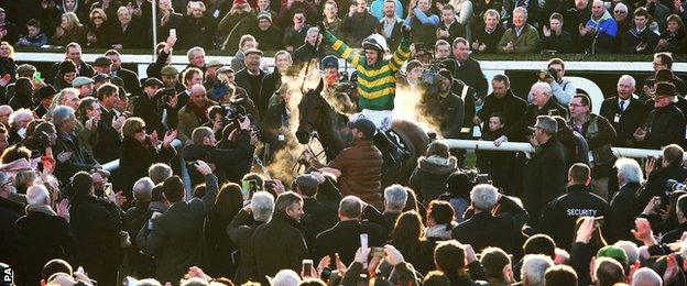 AP McCoy after winning on Carlingford Lough at Leopardstown in February