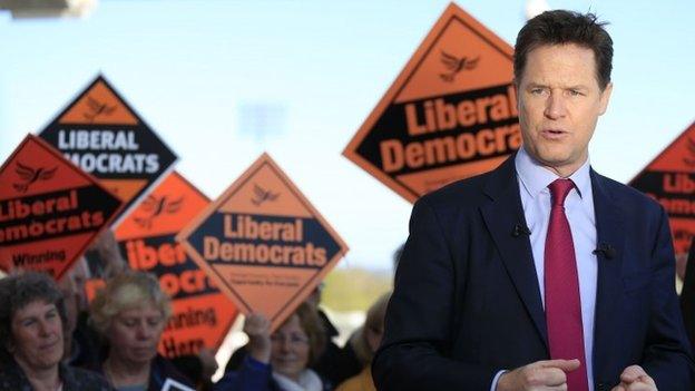 Nick Clegg campaigning in Eastleigh on Monday