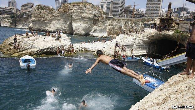 Lebanese man dives into sea off Beirut (file photo)