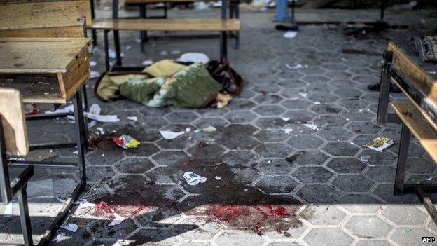 Aftermath of reported shelling of UN school in Beit Hanoun in the northern Gaza Strip (24 June 2014)