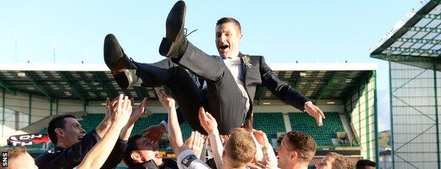 Grant Murray is lauded by his Raith Rovers players after beating Rangers to lift the 2014 Challenge Cup final