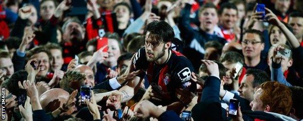 Bournemouth's fans invaded the pitch at full-time