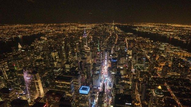 Aerial image over Midtown, Manhattan