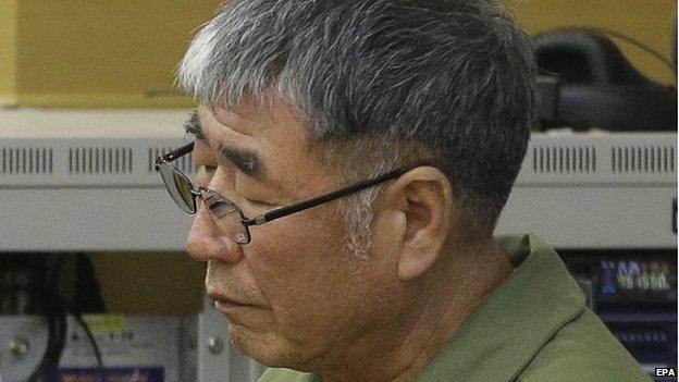 Lee Joon-seok, the captain of the sunken South Korean ferry Sewol, sits as he waits for his verdict, as the ship's crew members are charged with negligence and abandonment of passengers in the 16 April 2014 disaster, at Gwangju High Court in Gwangju, South Korea, 28 April 2015