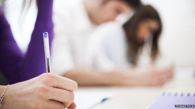 students sitting exams