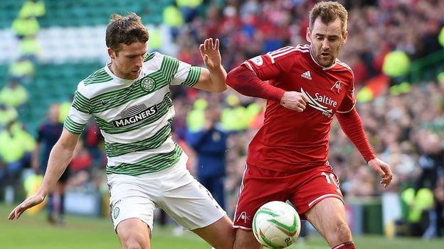 Celtic's Adam Matthews (left) and Aberdeen's Niall McGinn