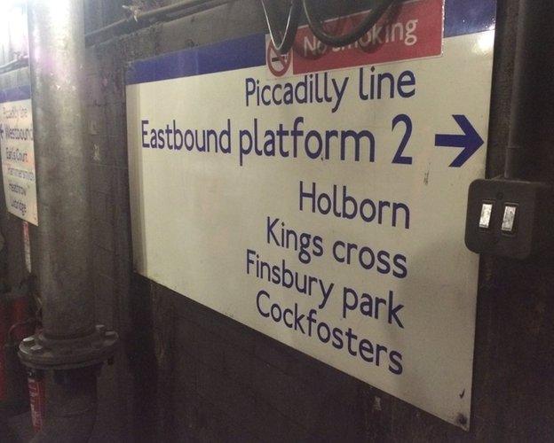 Signpost for Piccadilly line