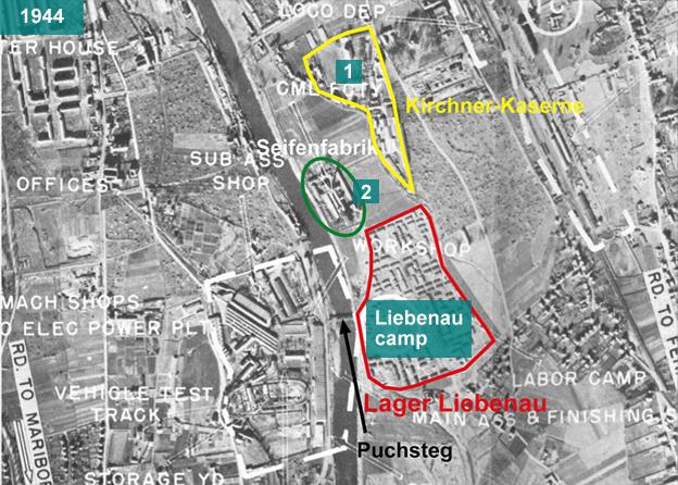 Aerial map of Liebenau camp from 1945