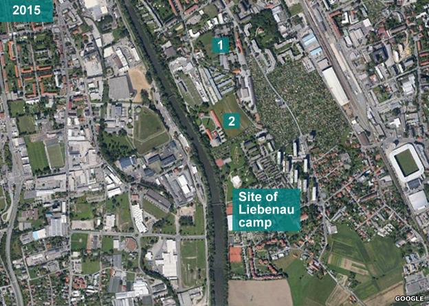 Aerial map of Liebenau camp from 2015