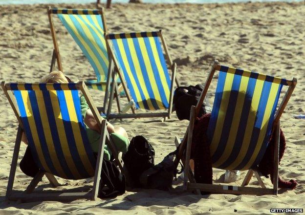 Deckchairs on Bournemouth beach