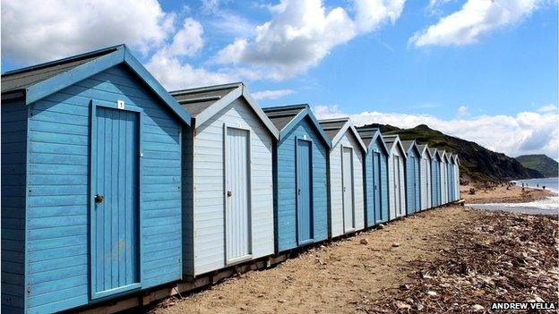 Beach huts at Charmouth