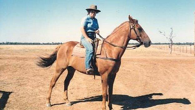 Natalie Bennett 'jillarooing' at Longreach, central west Queensland