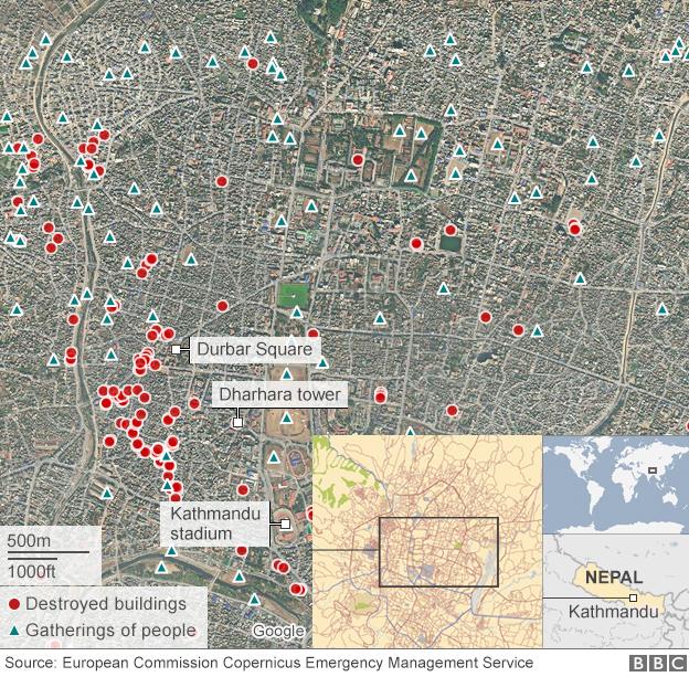 building damage in Kathmandu following Nepal earthquake