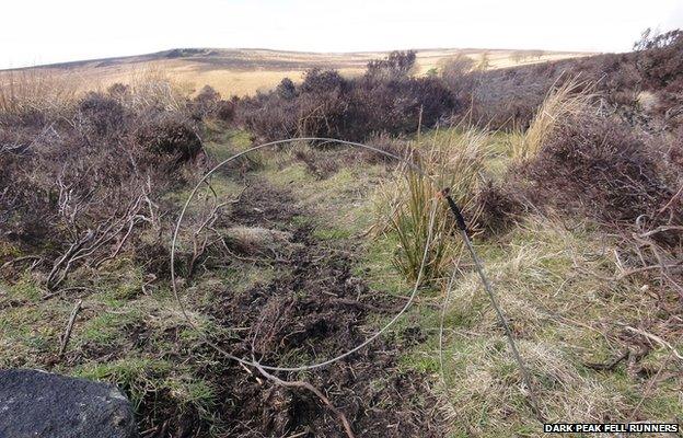 A set snare in an area of the Peak District