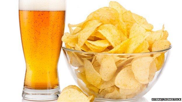 Beer and crisps