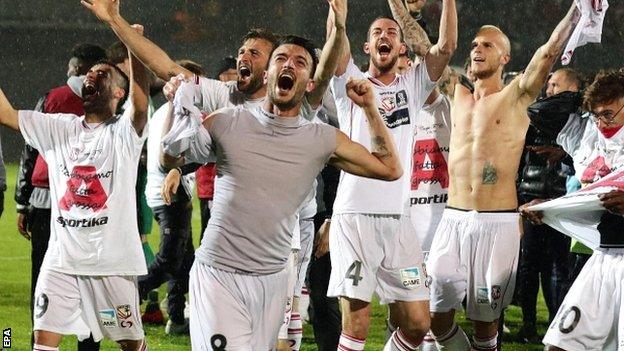 Carpi celebrate promotion to Serie A