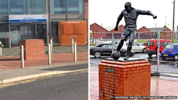 Stan Mortensen statue and empty plinth