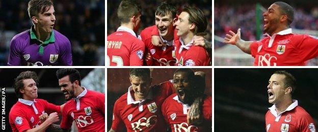 Bristol City players celebrate