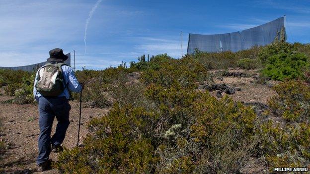 Fog catcher netting in Chile