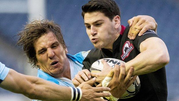 Sam Hidalgo-Clyne (right) in action for Edinburgh