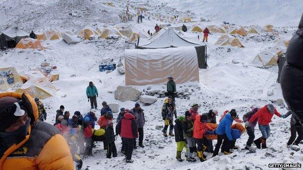 Rescuers at Everest Base Camp