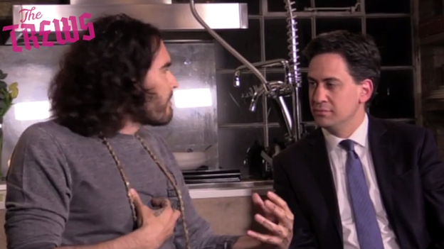 Russell Brand (left) interviews Ed Miliband - 28 April 2015