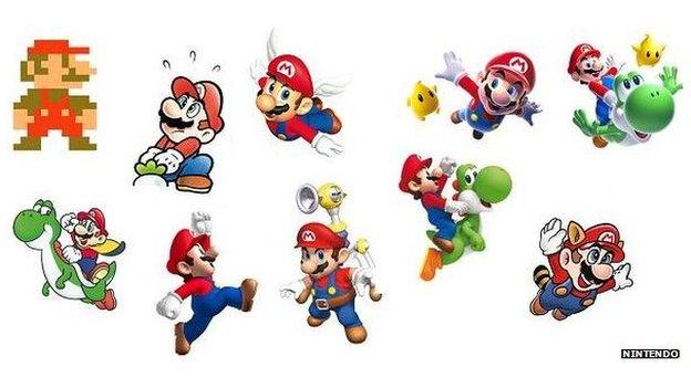 Mario designs over the decades