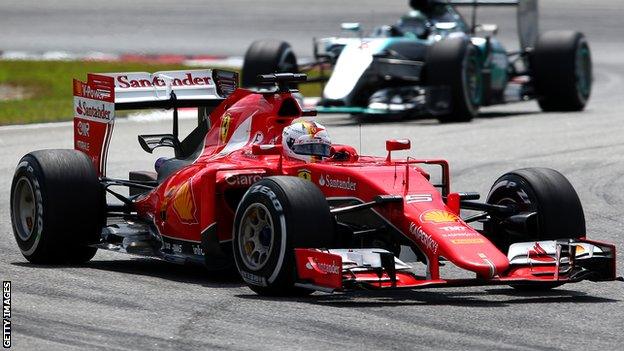 Sebastian Vettel in action at the Malaysian Grand Prix