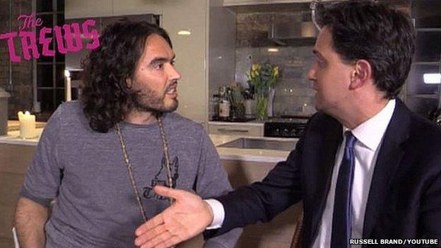 Still from Ed Miliband's interview with comedian Russell Brand