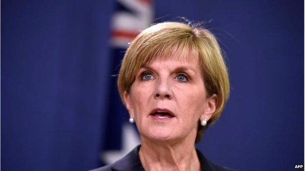 Australian Foreign Minister Julie Bishop speaking at a press conference