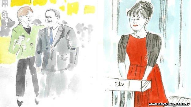 Sketches of Nicola Sturgeon and Leanne Wood by Adam Dant