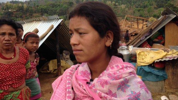 Anjali Majhi in the village of Deupur Sipaghat Kavre after the earthquake in Nepal, 30 April 2015