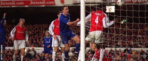 John Terry's first league goal for Chelsea came in a 1-1 draw at Arsenal on 13 January 2001