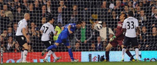 John Terry scored two goals in a 3-0 win at Fulham on 17 April 2013