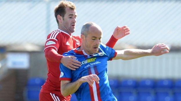 Inverness's David Raven (right) and Aberdeen's Niall McGinn