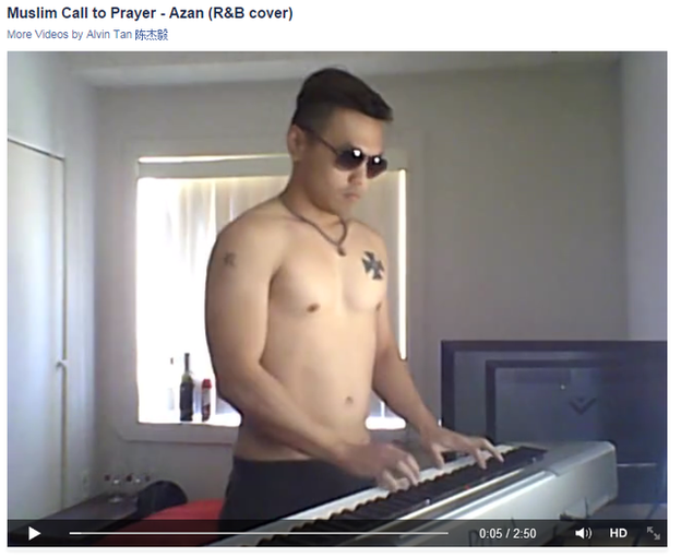 Alvin Tan's video mocking the Islamic call to prayer has been viewed more than 400,000 times