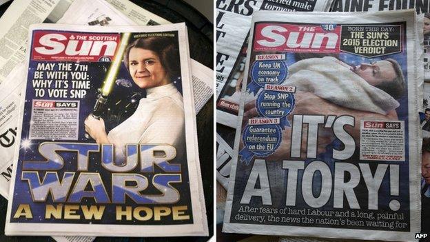 The front pages of the Scottish Sun and the Sun