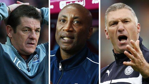 Newcastle manager John Carver, QPR boss Chris Ramsey and Leicester manager Nigel Pearson