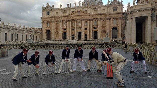 The Authors eleven pose in front of St Peter's Basilica