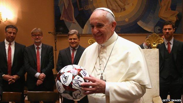 Pope with football