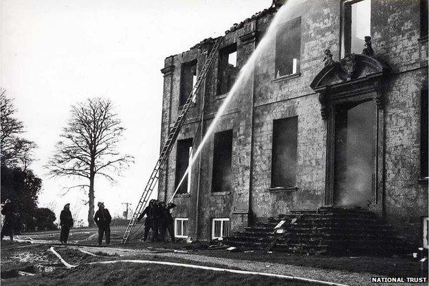 Dunsland House on fire in 1967