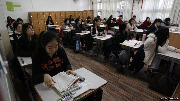 South Korean students in an exam