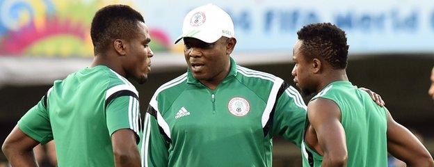 Keshi (centre) is back in charge and must motivate the players after a disappointing spell