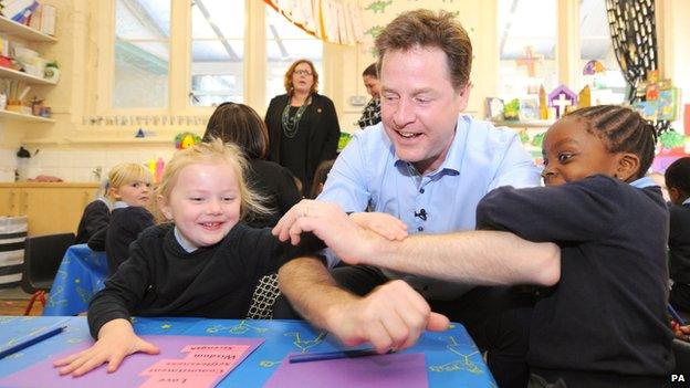 Nick Clegg in school