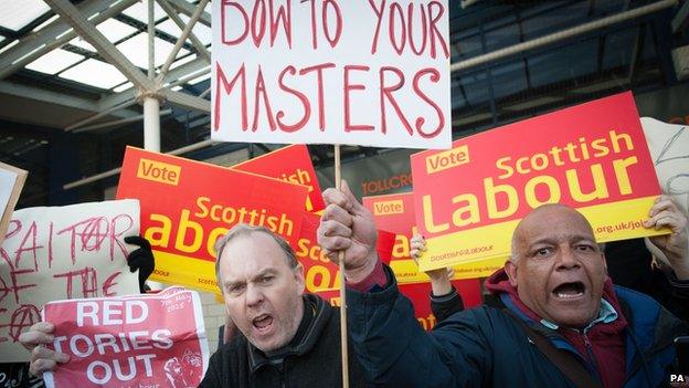 Protesters and Labour supporters