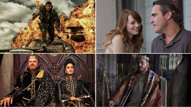 (Clockwise from top left) Mad Max, Irrational Man, Macbeth, The Tale of Tales