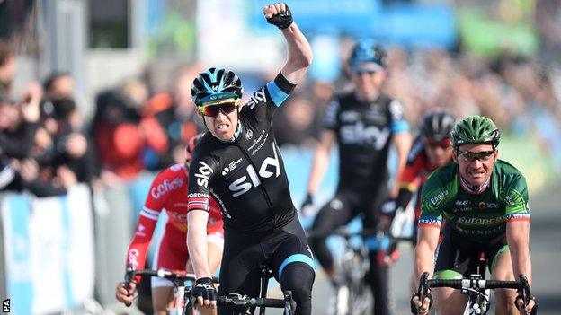 Team Sky's Lars Petter Nordhaug of Norway wins in Scarborough