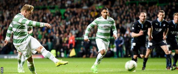 Kris Commons made it 3-0 from the penalty spot after goals from Scott Brown and Leigh Griffiths