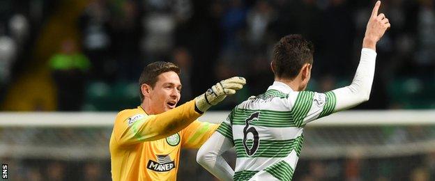 Craig Gordon raced from his goal to help Nir Bitton celebrate making it 5-0