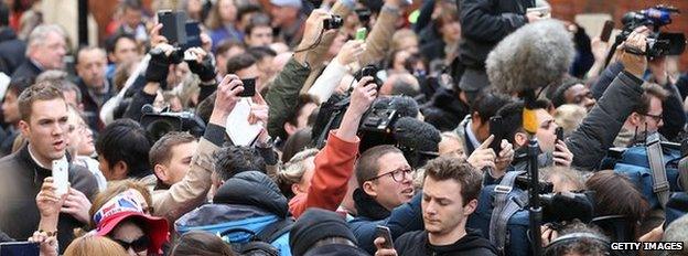 Crowds outside Lindo wing